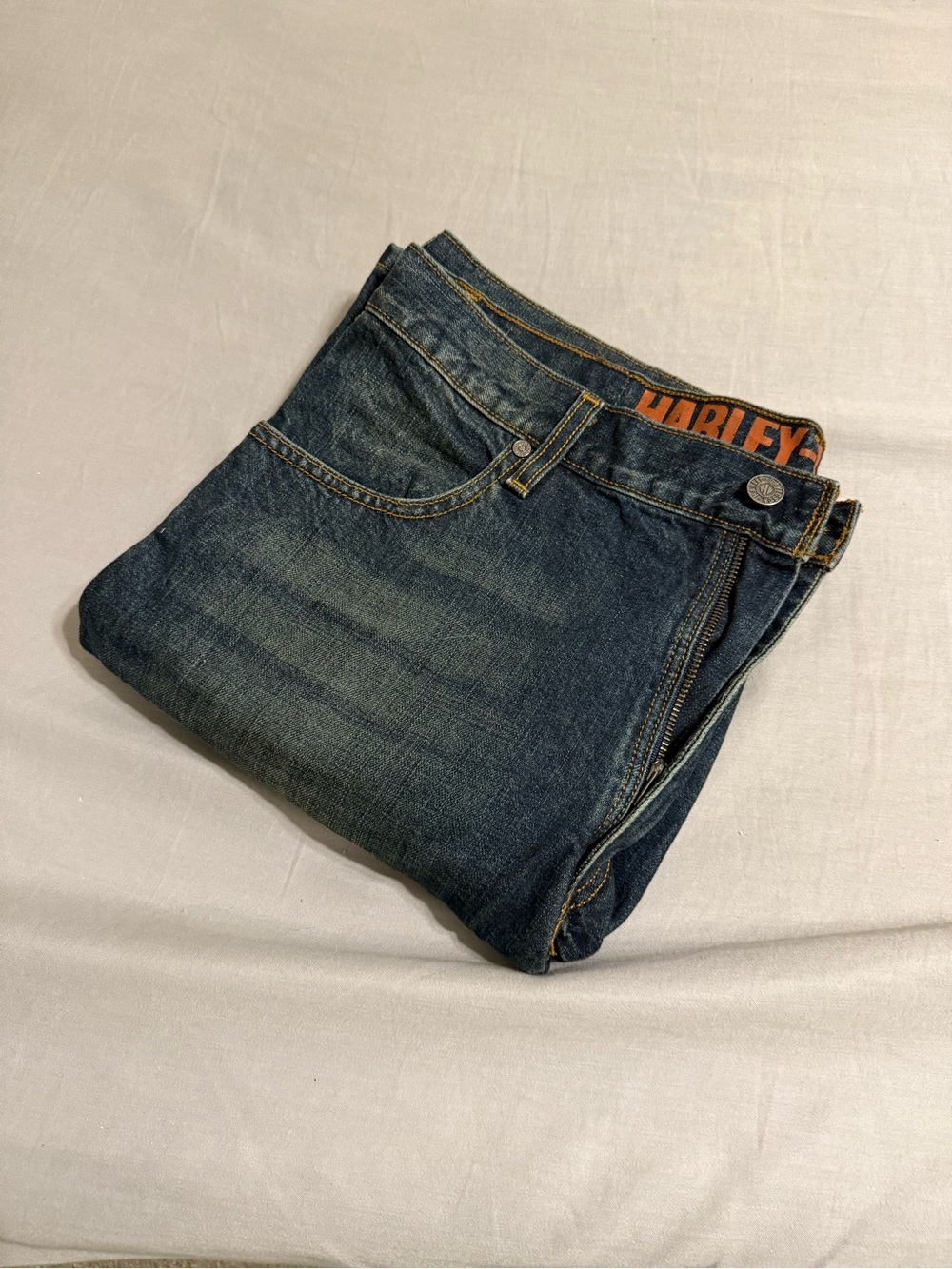 Harley-Davidson Men's Indigo Straight-Leg Jeans with Contrast Stitching
